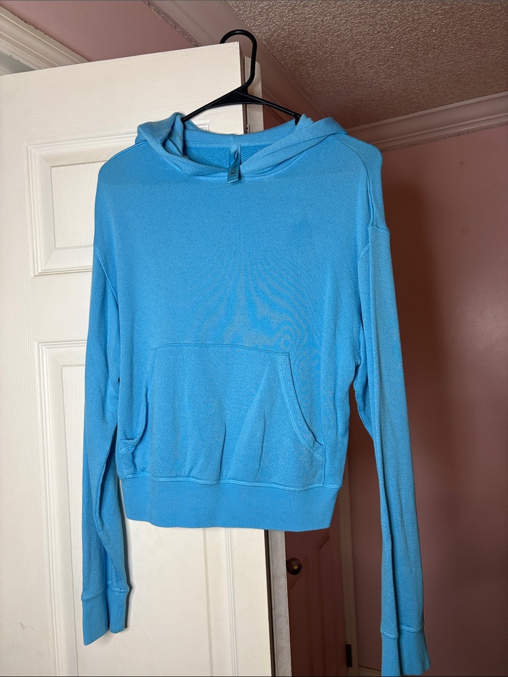 SKIMS Sky Blue Lightweight Hoodie with Front Pocket